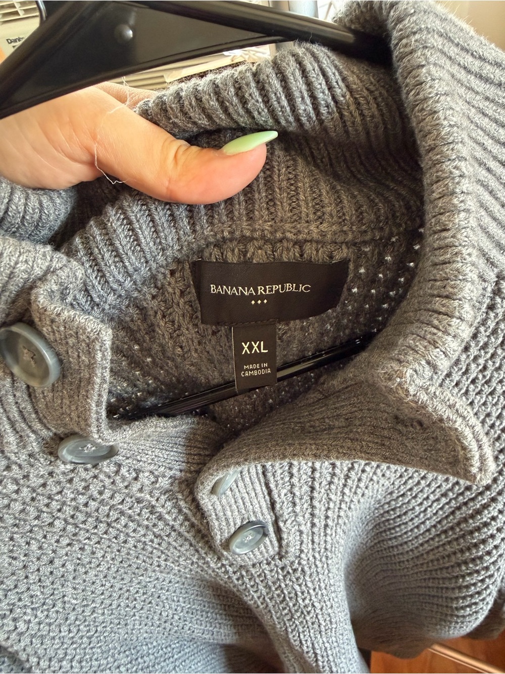 Banana Republic Men's-Style Gray Knit Button Cardigan - XXL